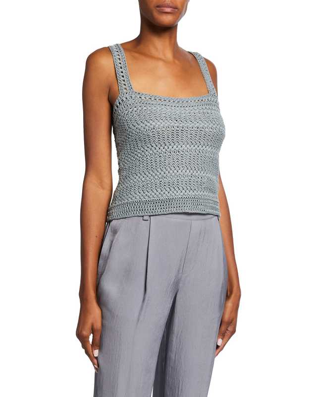 Crochet Square-Neck Tank Top